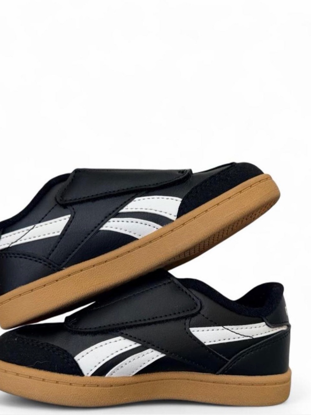 Reebok Black and White Kids Sneakers with Gum Sole